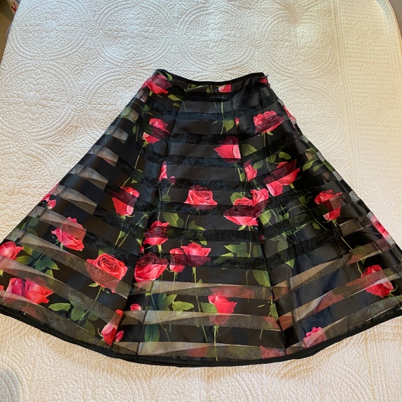 A-Line satin sheer striped black rose skirt - Picture 2 of 7